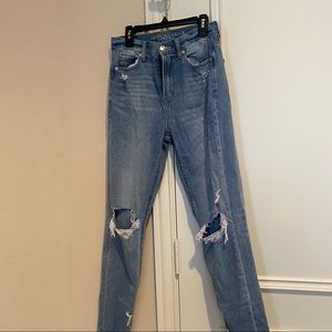 American eagle mom jeans with rips in knees!